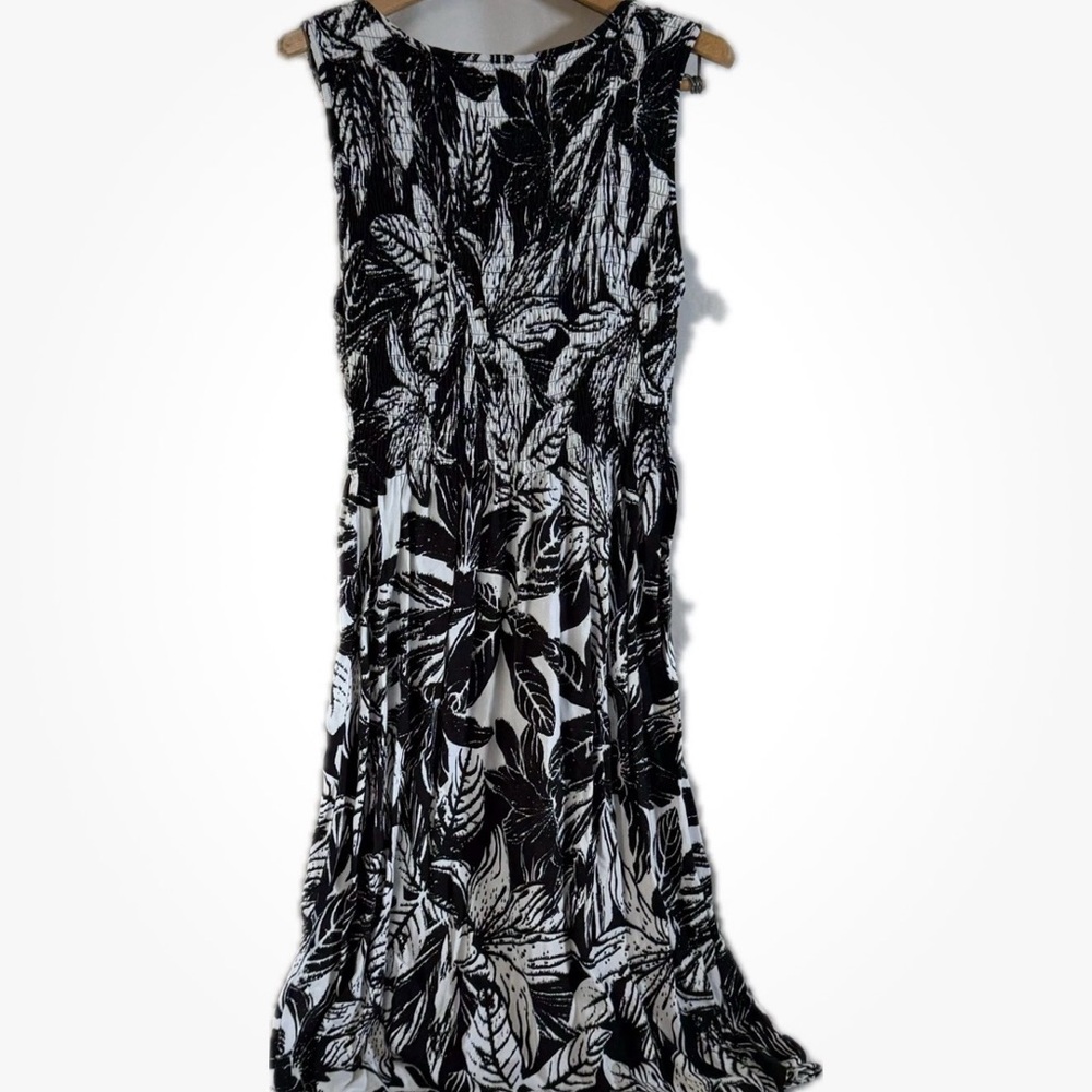 Croft & Barrow Petite Stretch Black Floral Sleeveless Dress Size PS